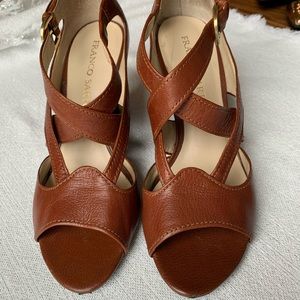 Franco sarto glazer criss cross ankle wedge